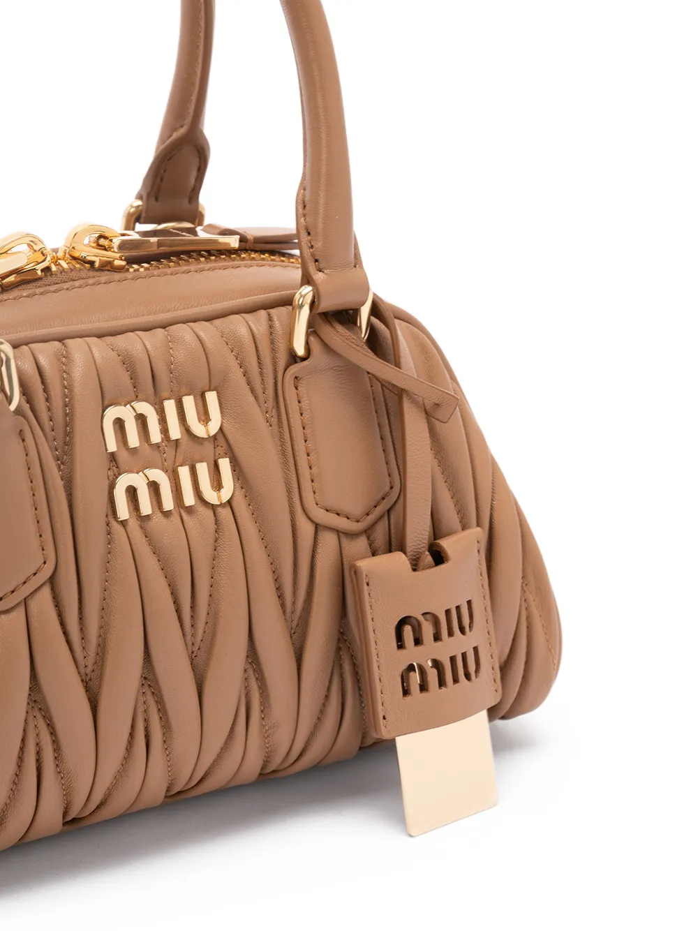 Miu Arco leren shopper Beige