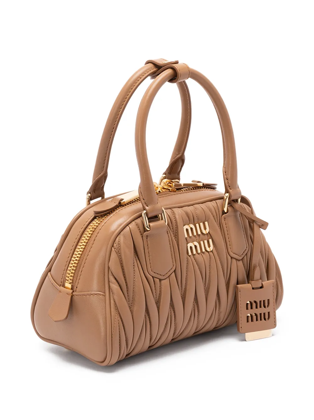 Miu Arco leren shopper Beige