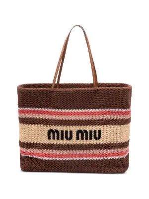 Miu Miu Crochet Tote Bag | Brown | FARFETCH