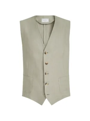 Brunello Cucinelli リネンベスト Brunello Cucinelli マイクロシェブロン リネンベスト | ニュートラル