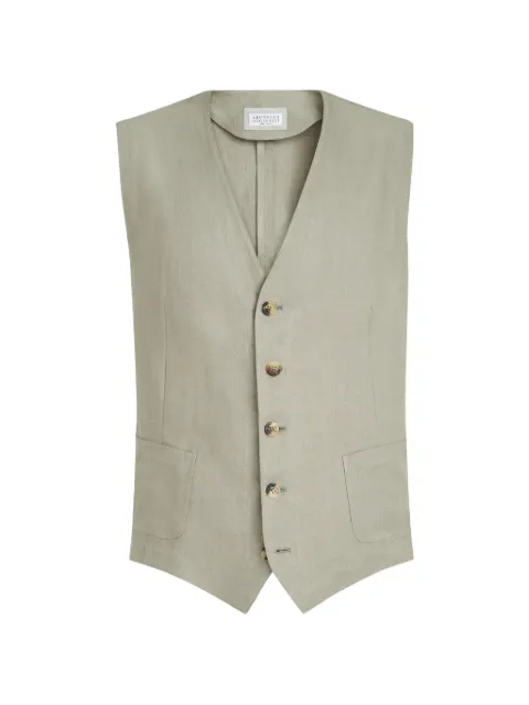 Brunello Cucinelli  linen micro chevron waistcoat