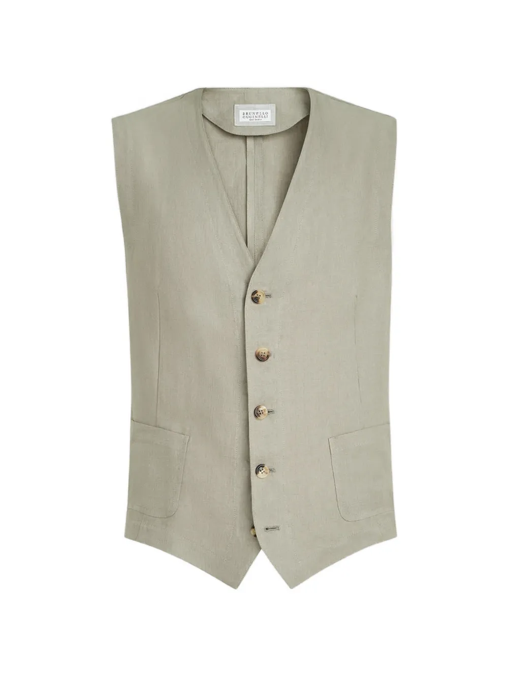 Brunello Cucinelli Linnen micro chevron gilet Groen