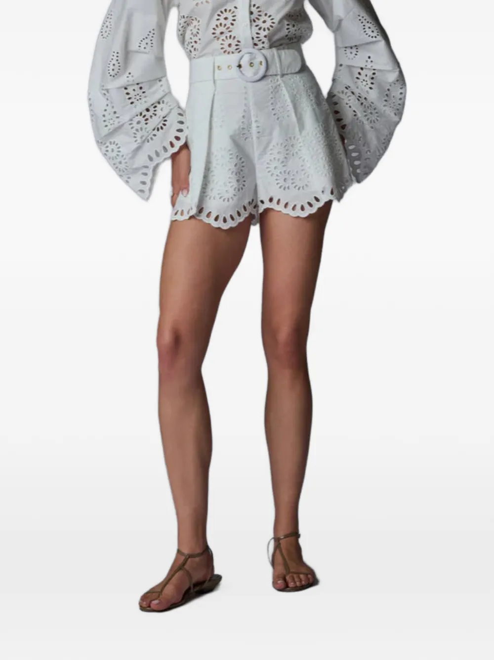 HEVRON Lexie belted shorts - Weiß