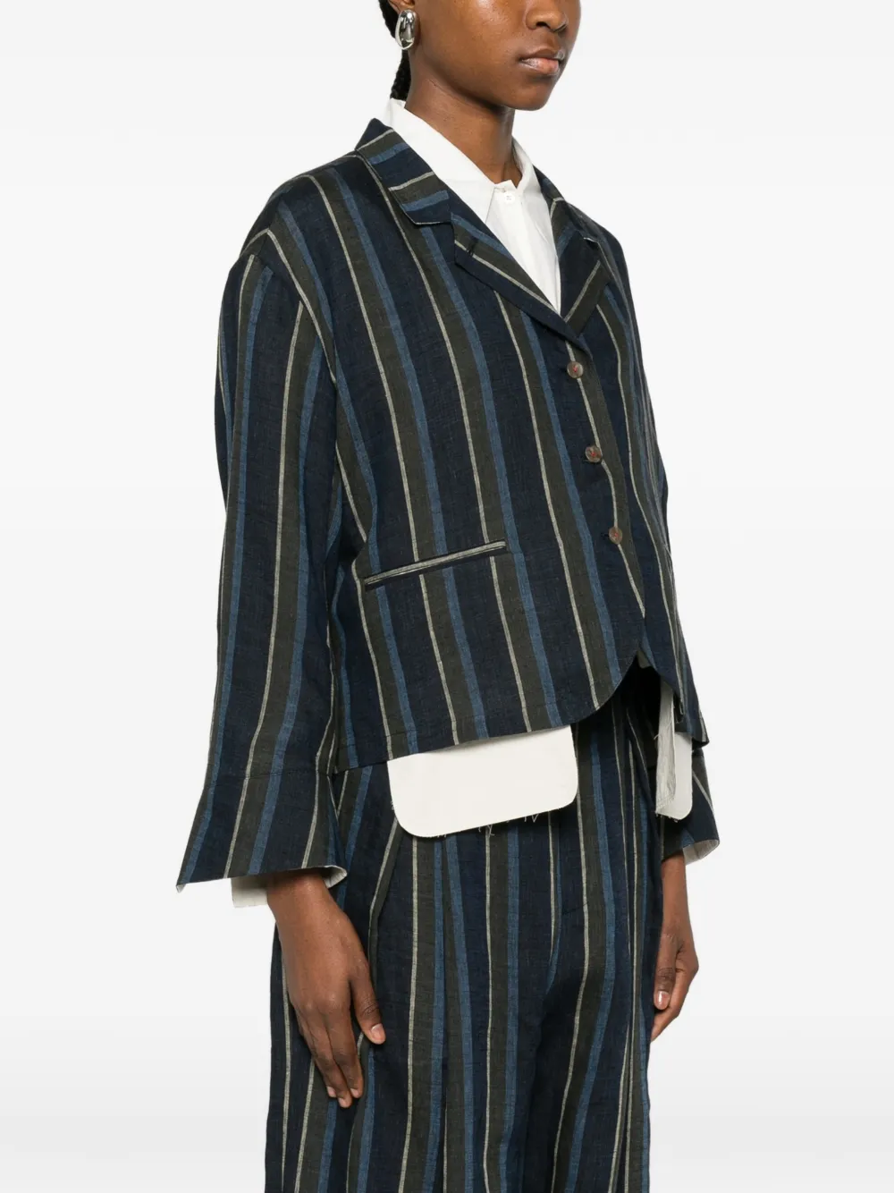  Soh Chaqueta Con Raya Vertical - Azul 