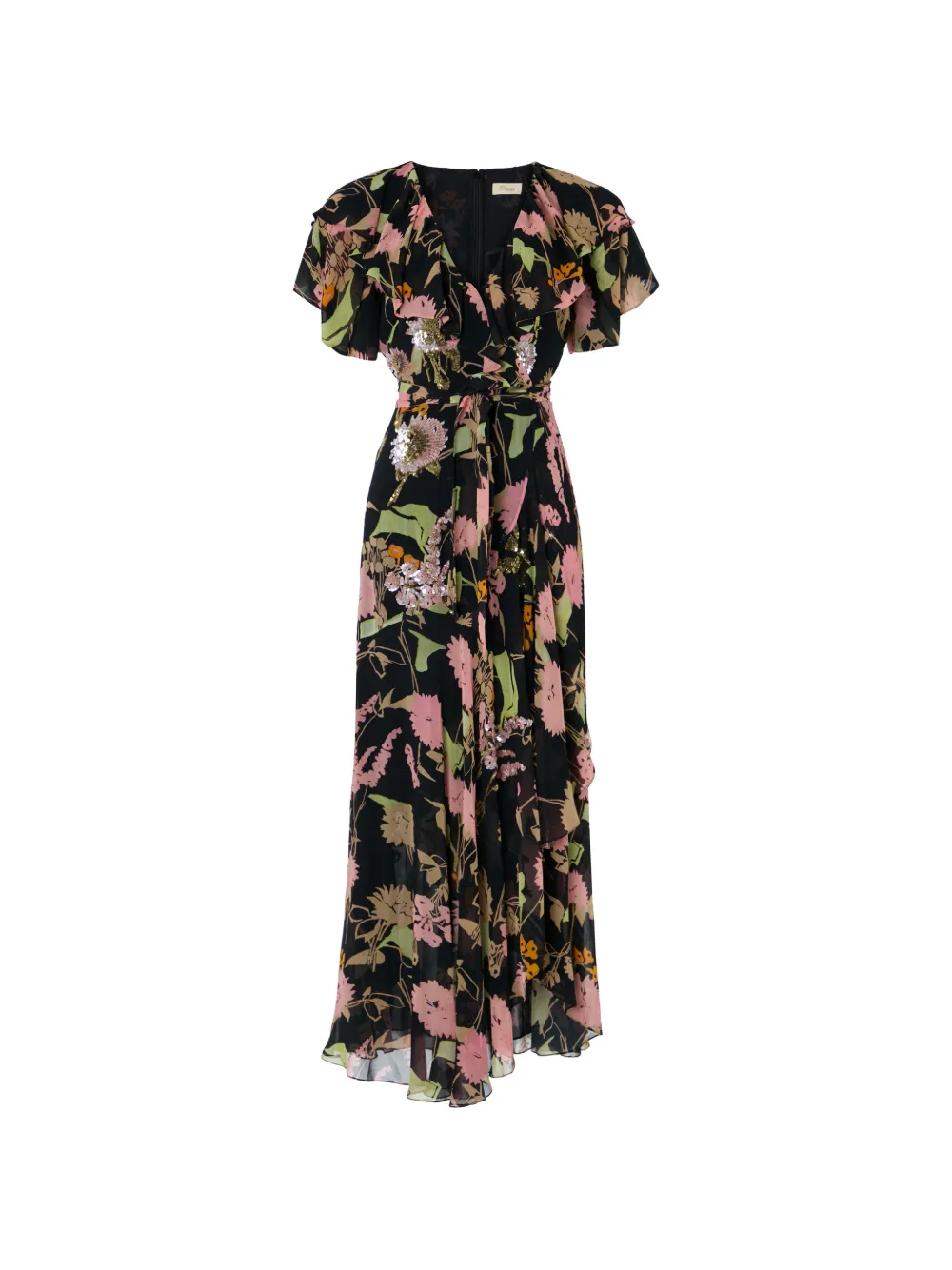 Temperley London Maisie sequin-embellished floral-print dress - Black