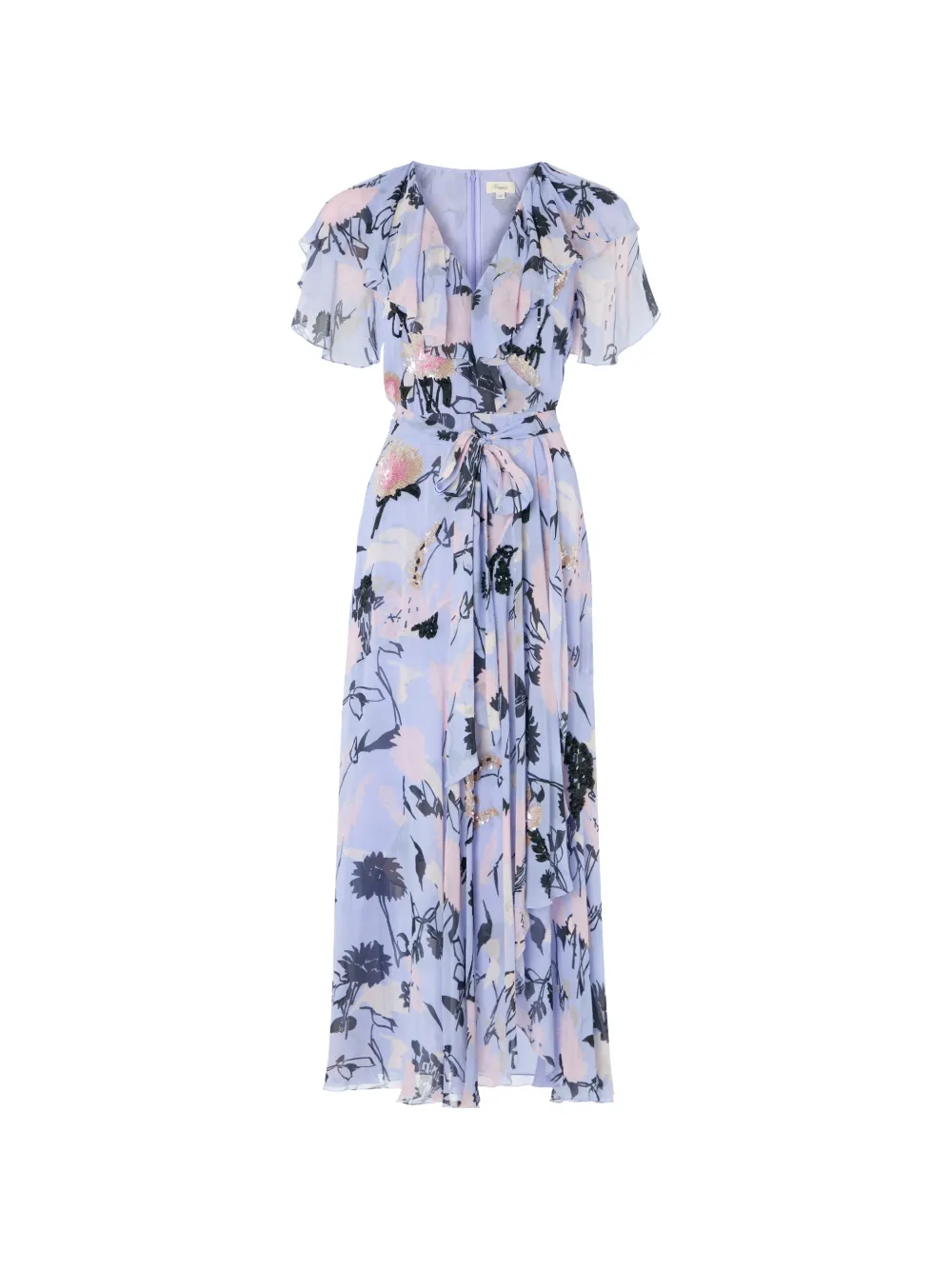 Temperley London Maisie sequin-embellished ruffled wrap dress - Blu