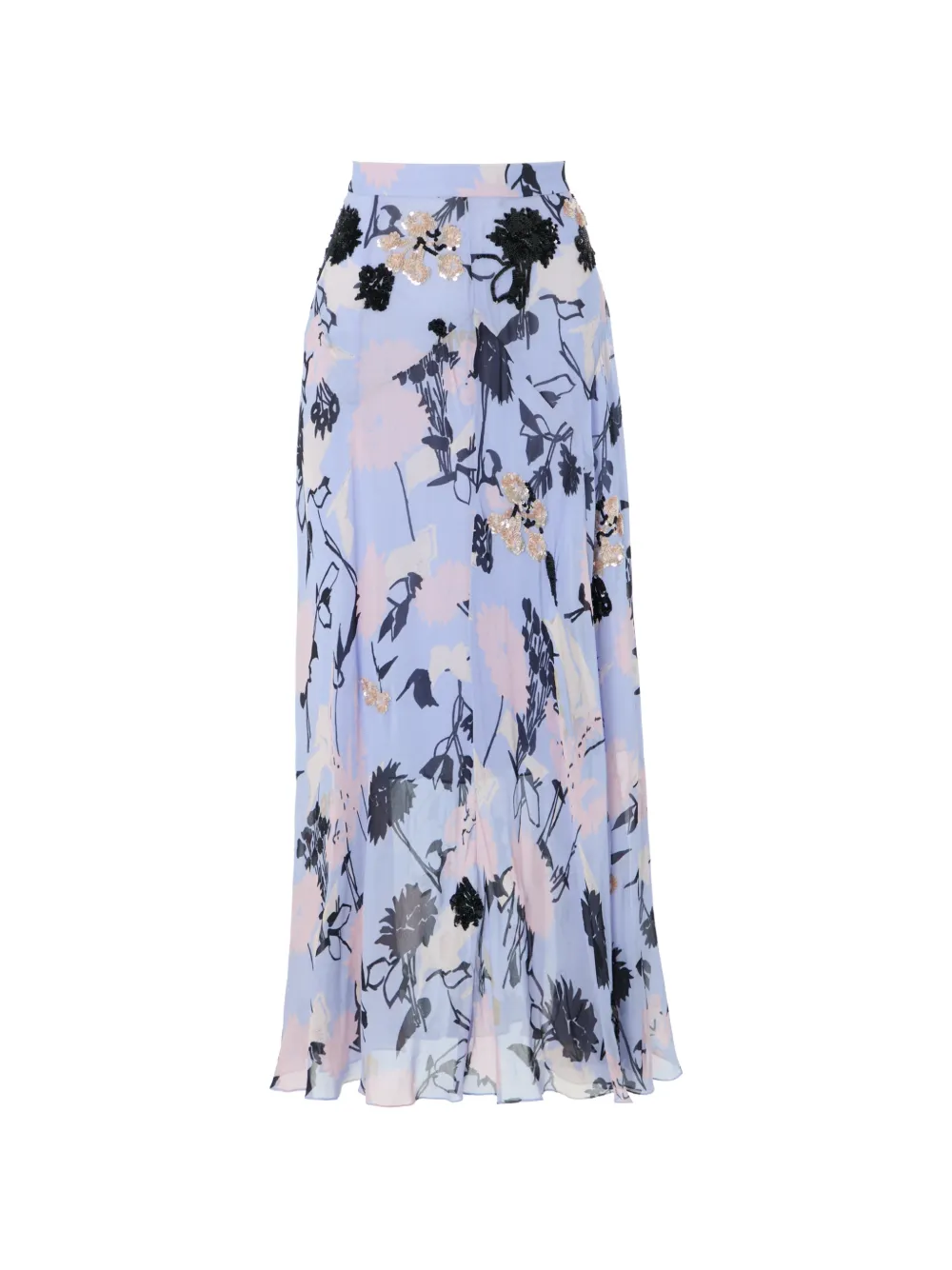 Temperley London Maisie sequin-embellished floral-print skirt - Blau