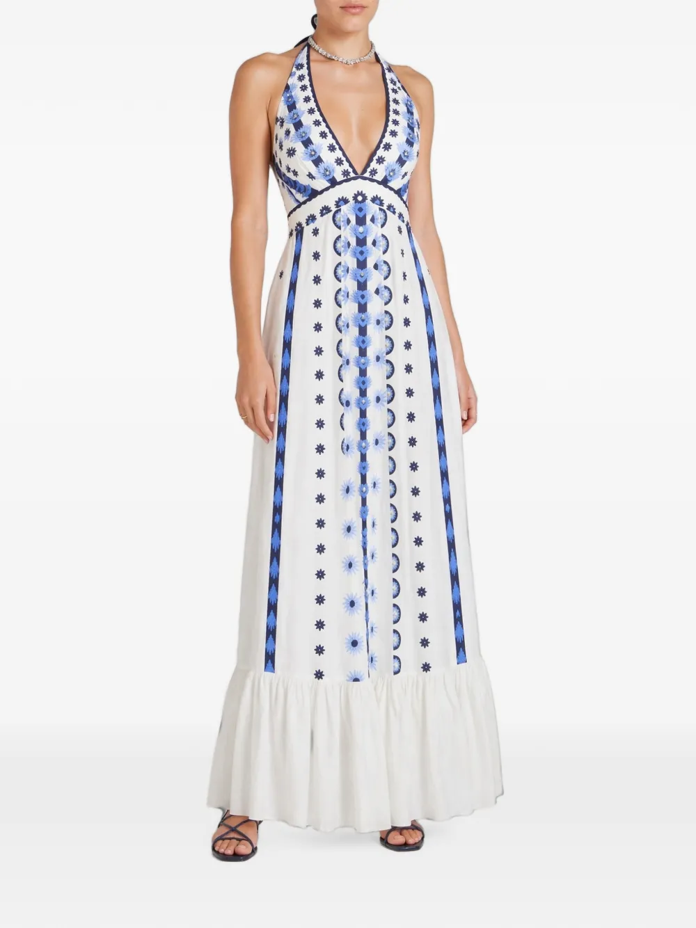 Temperley London Edith maxi-dress met halternek Wit