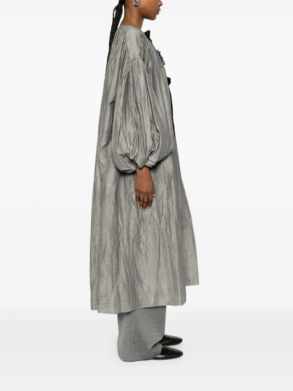 Soh Abrigo Con Efecto Arrugado - Gris 