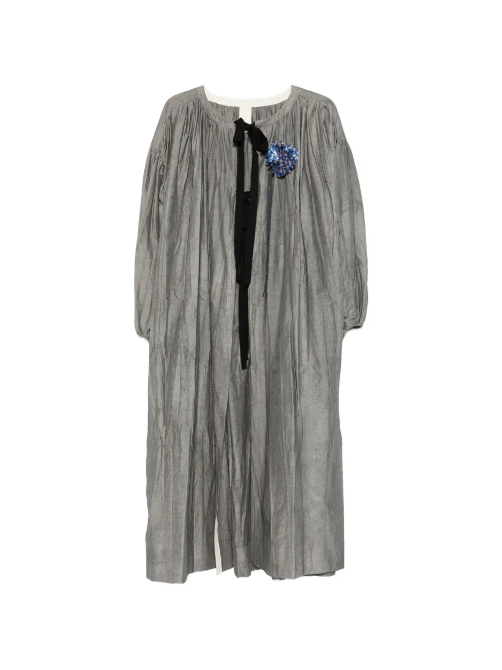 SOH crinkled corsage-detail coat - Grigio
