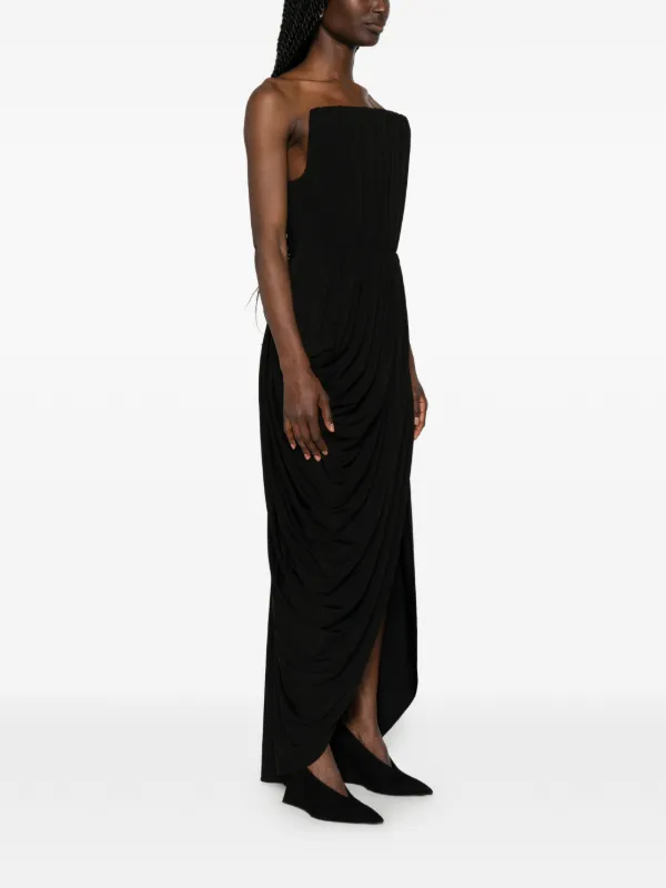 stella mccartney asymmetric dress Asymmetric ruffled crepe maxi dress - white