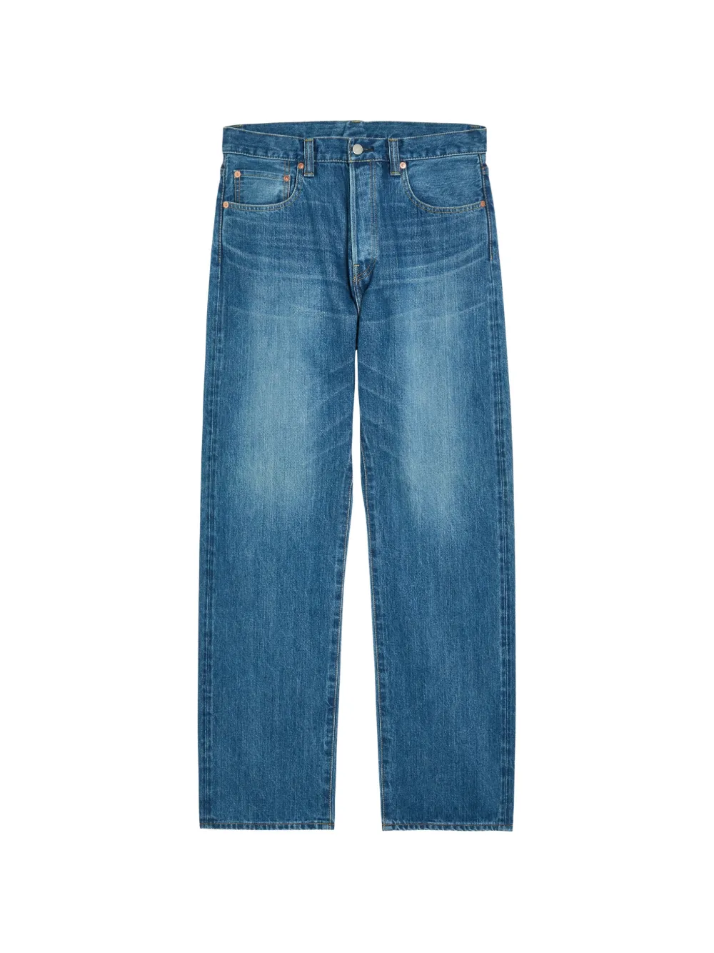 Blue Blue Japan Faded Whiskered-effect Jeans In Blue