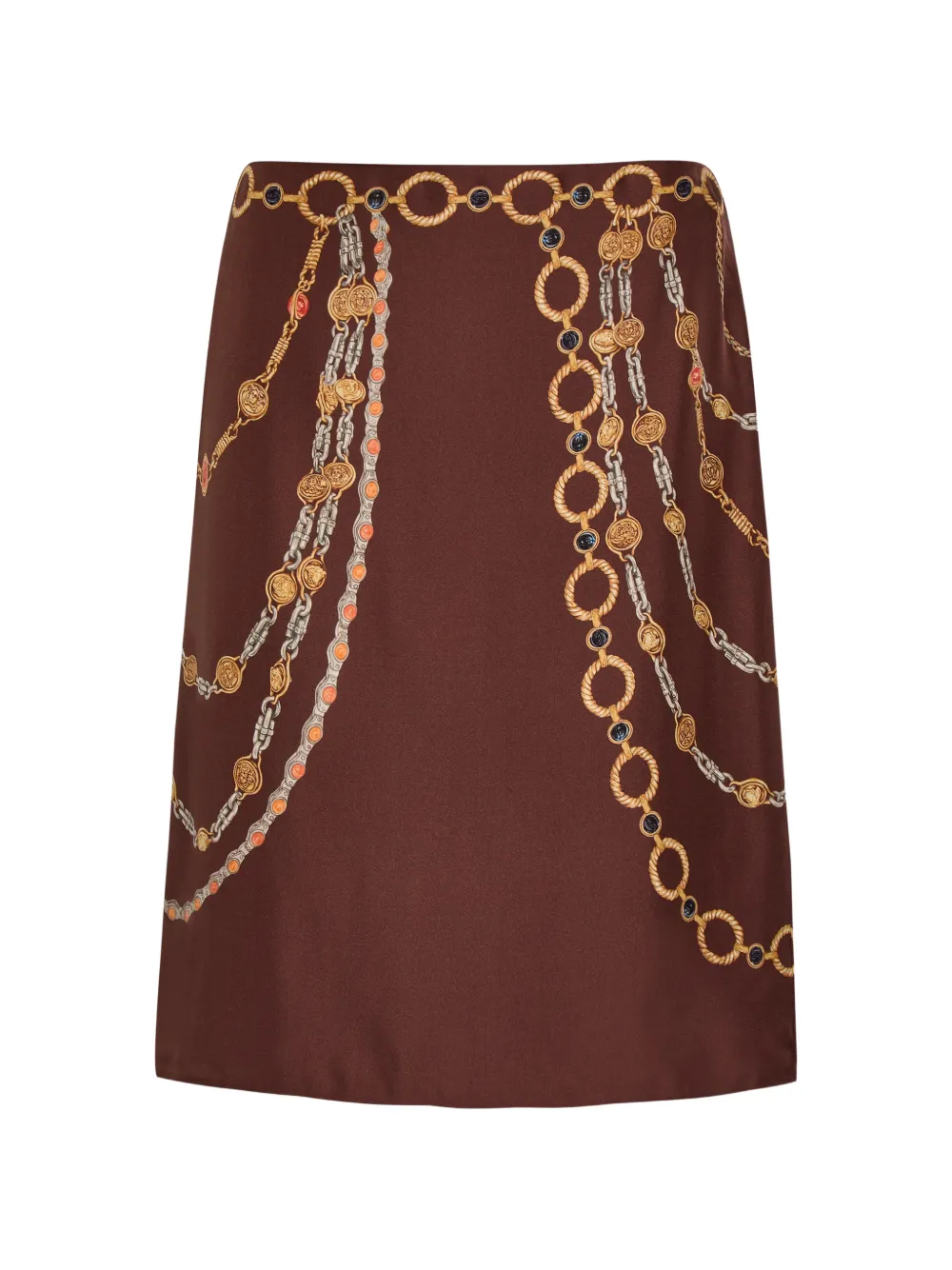 Versace chain-print Medusa Head skirt - Marrone