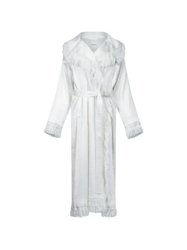 Fforme Lise Fringe-trim Coat in White