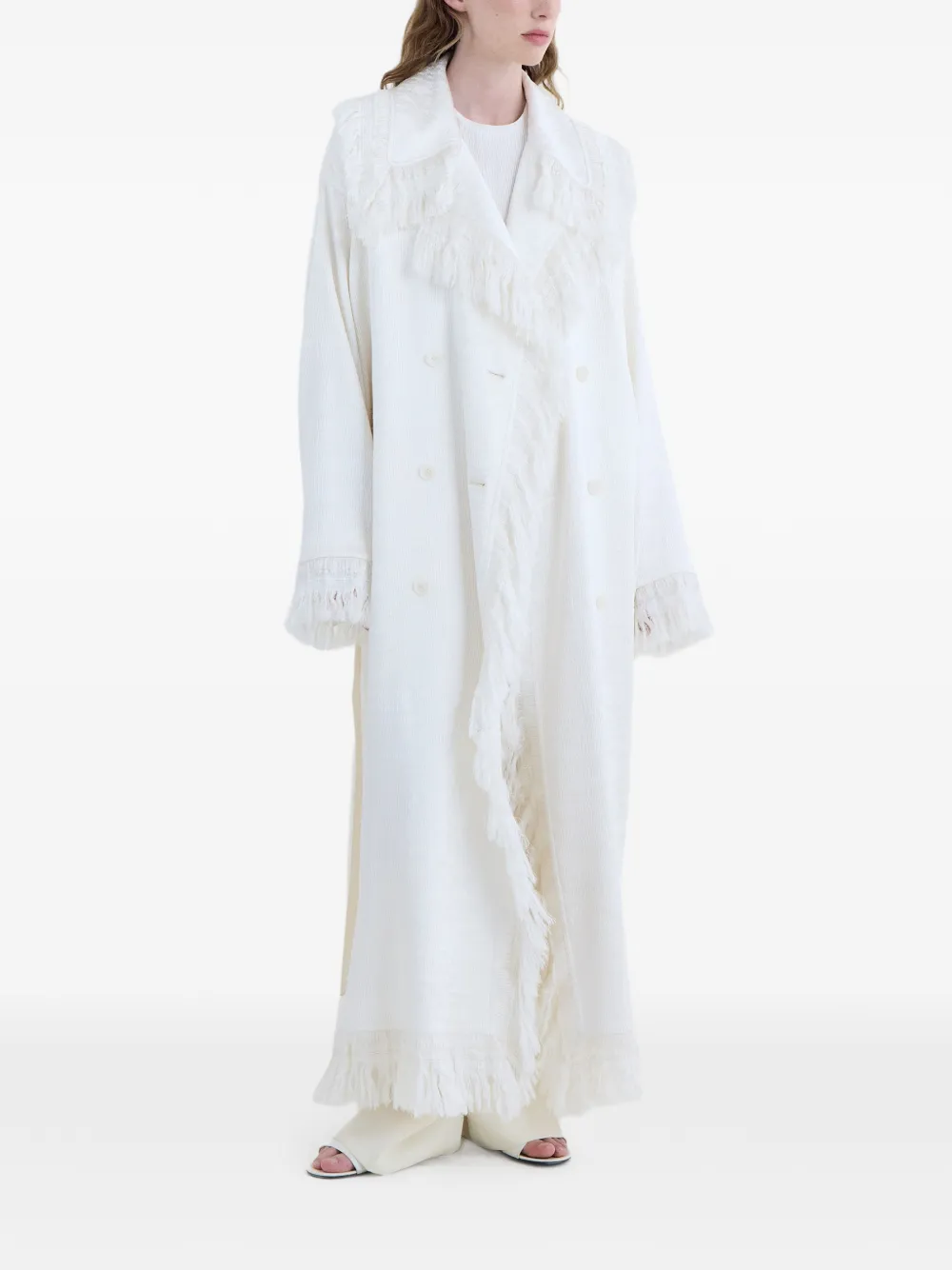  Fforme Abrigo Lise Con Ribete De Flecos - Blanco 