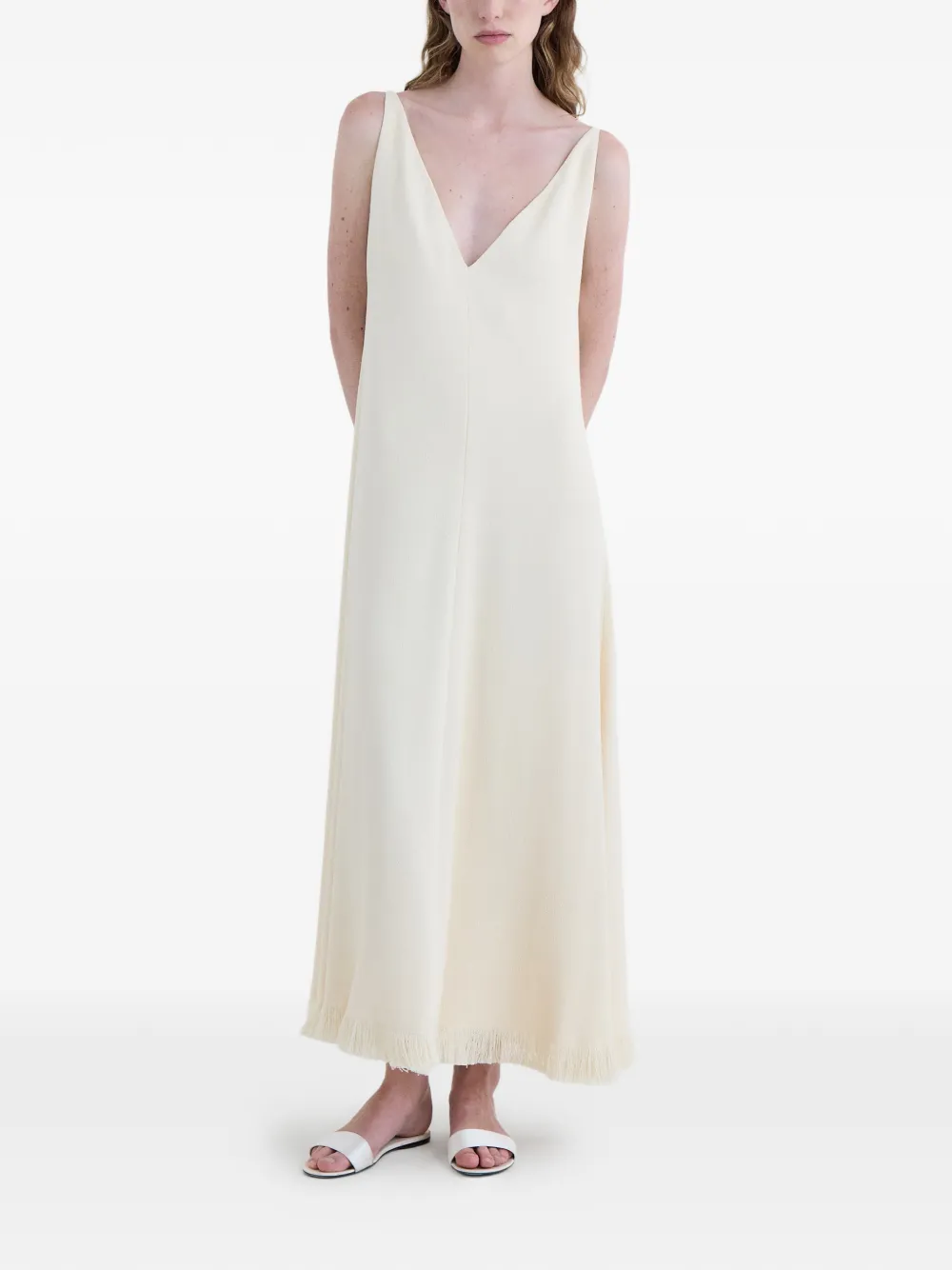 FFORME Heloise Fringed Maxi Dress in Neutrals, view 2