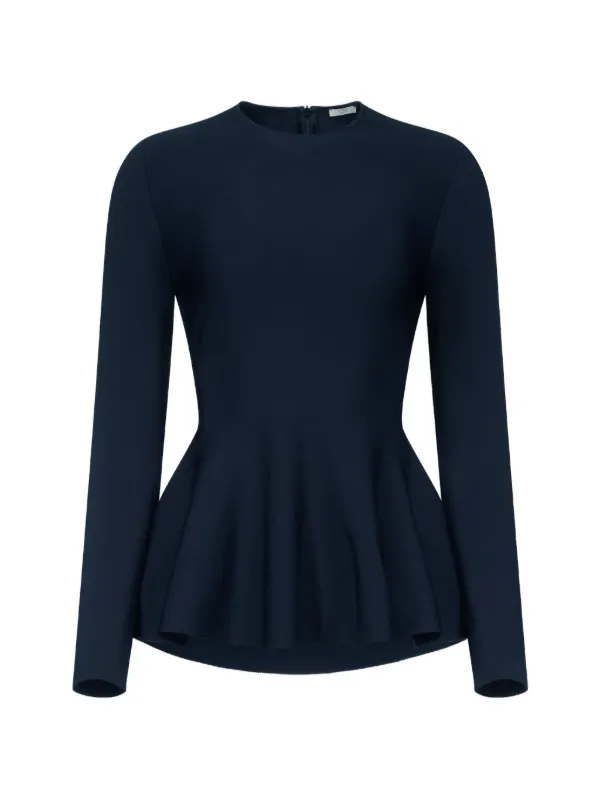 Fforme Isla Peplum Blouse in Black