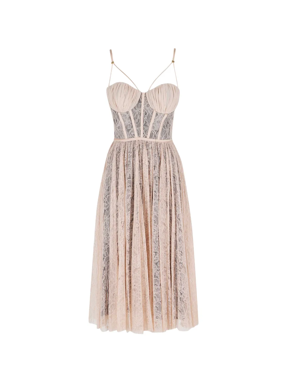 Elisabetta Franchi lace-panelled corset-style midi dress - Toni neutri