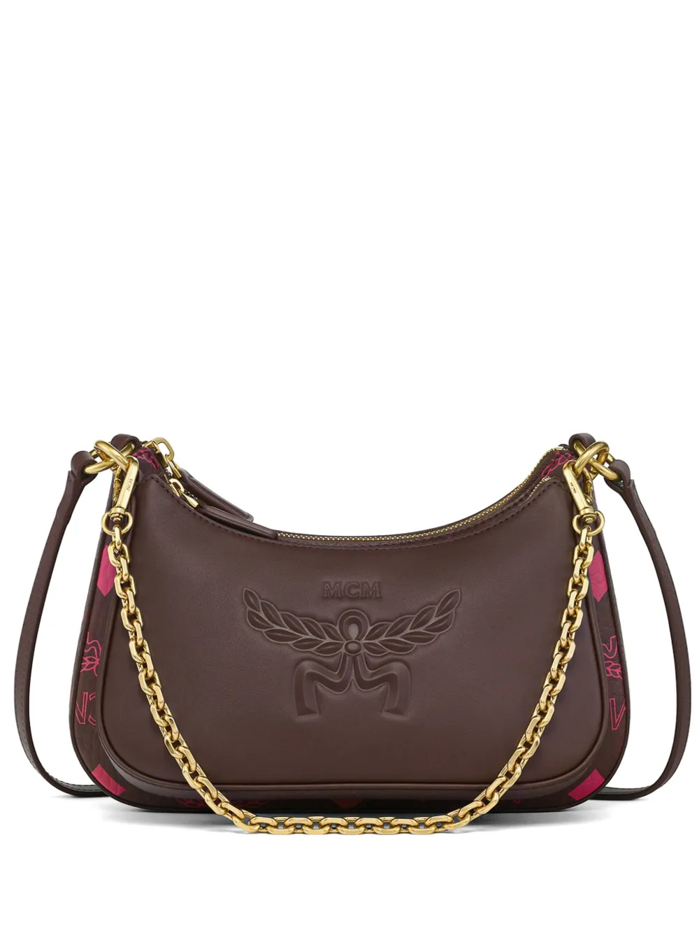 MCM small Aren Duo Maxi Visetos shoulder bag - Marrone