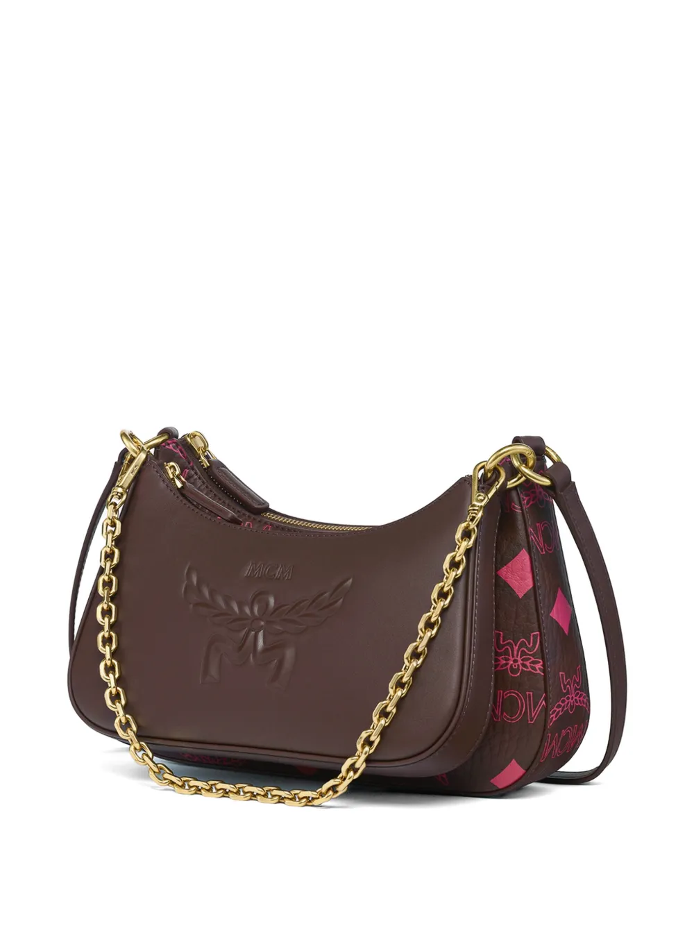 MCM Kleine Aren Duo Maxi Visetor schoudertas Bruin