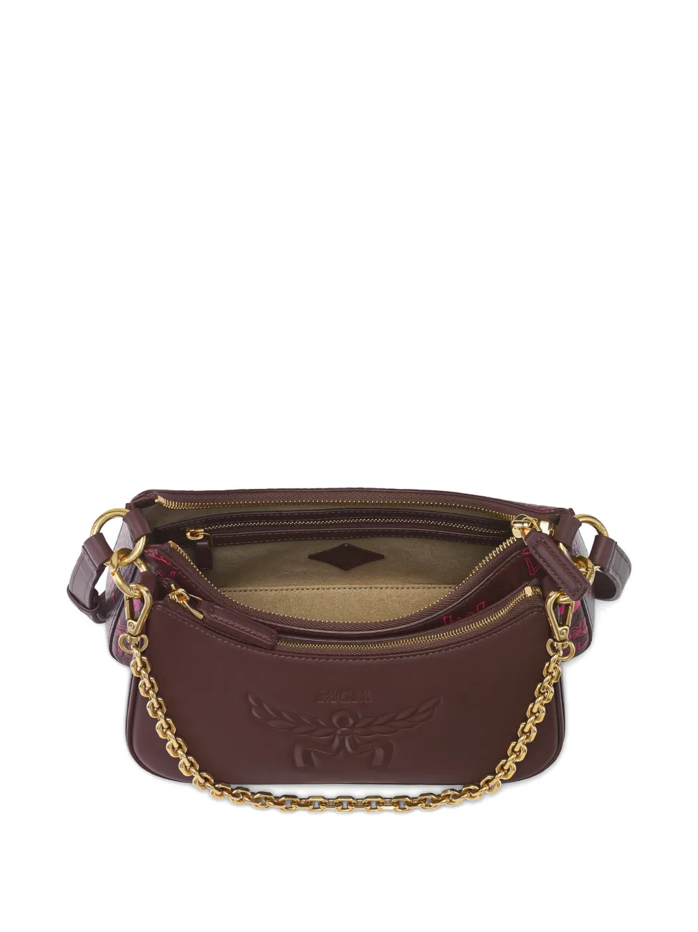 MCM Kleine Aren Duo Maxi Visetor schoudertas Bruin