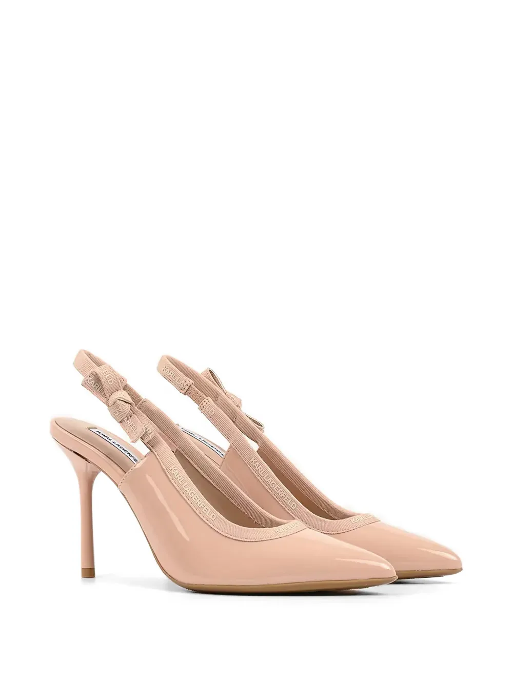 Karl Lagerfeld bow-detail slingback heeled pumps Roze