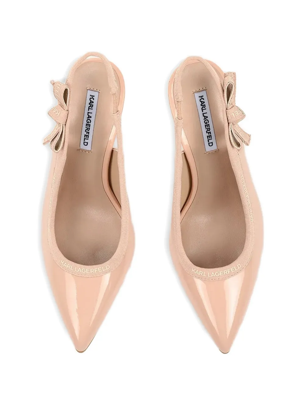 Karl Lagerfeld bow-detail slingback heeled pumps Roze