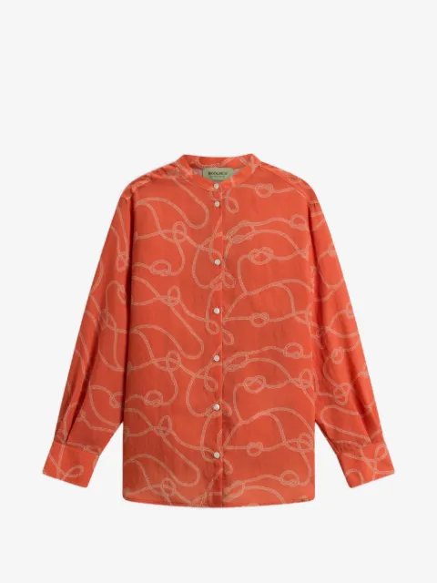 Woolrich rope-print band-collar shirt