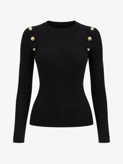 GUESS USA button-detail ribbed-knit sweater