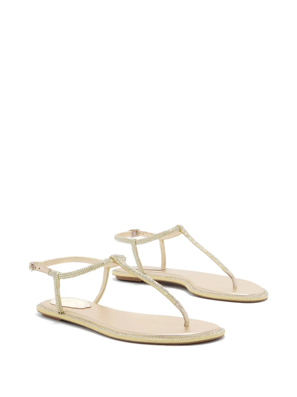 René Caovilla Diana crystal-embellished leather sandals Goud