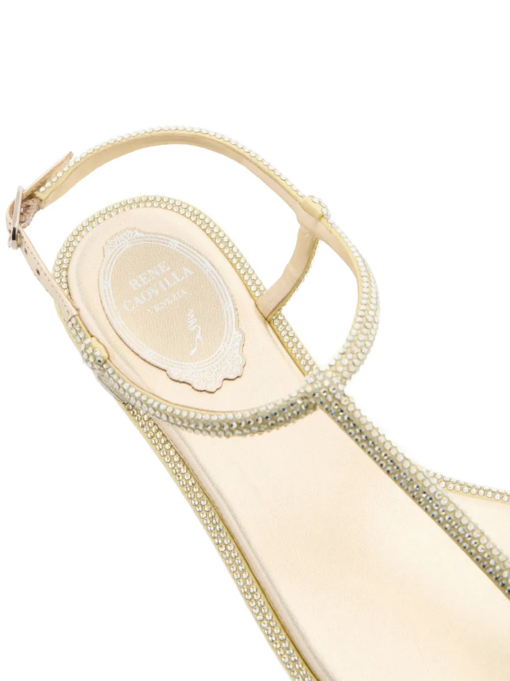 René Caovilla Diana crystal-embellished leather sandals Goud