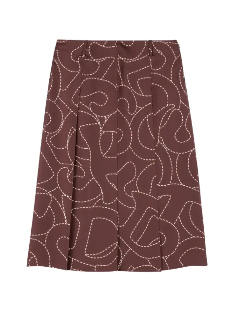 Tod's topstitched box-pleat skirt