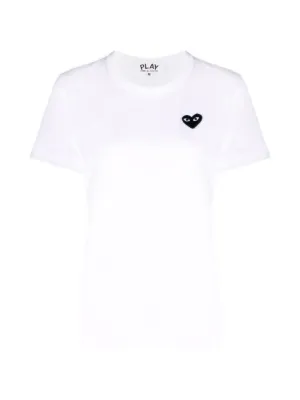 COMME des GARÇONS PLAY ハート　ポロシャツ ホワイト M Comme Des Garçons Play アップリケ ショートスリーブ ポロシャツ