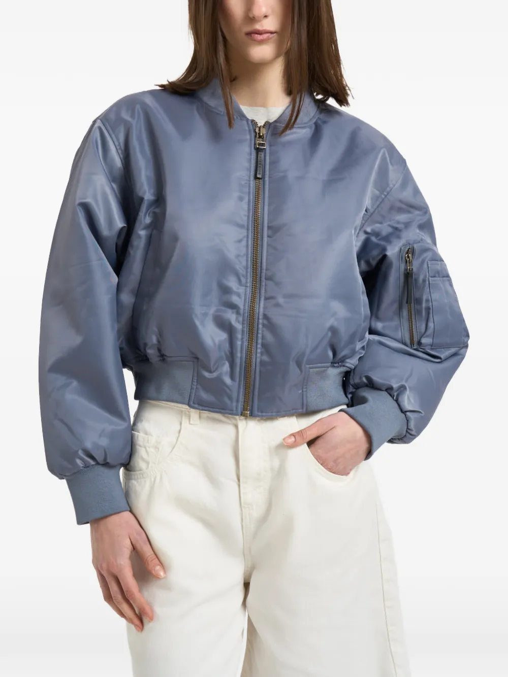 ANINE BING Leon sleeve-pocket bomber jacket - Blau