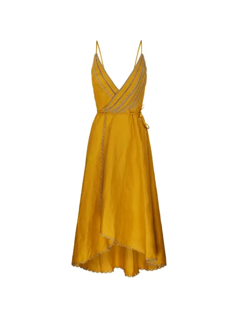 FARM Rio Yellow Bananas scalloped-trim wrap dress