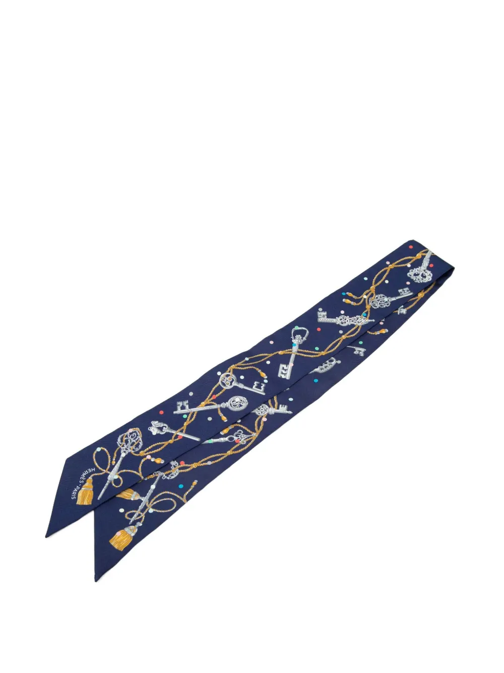 Hermès Pre-Owned 2000-2026 Les Cles a Pois Silk Twilly Scarf scarves - Blau