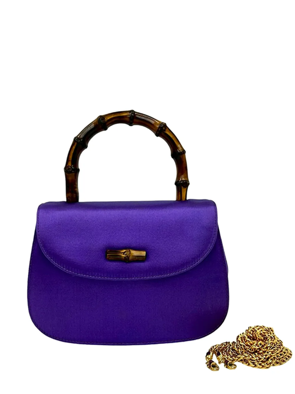 Gucci Pre-Owned 20th Century Mini Satin Bamboo Night satchel - Viola