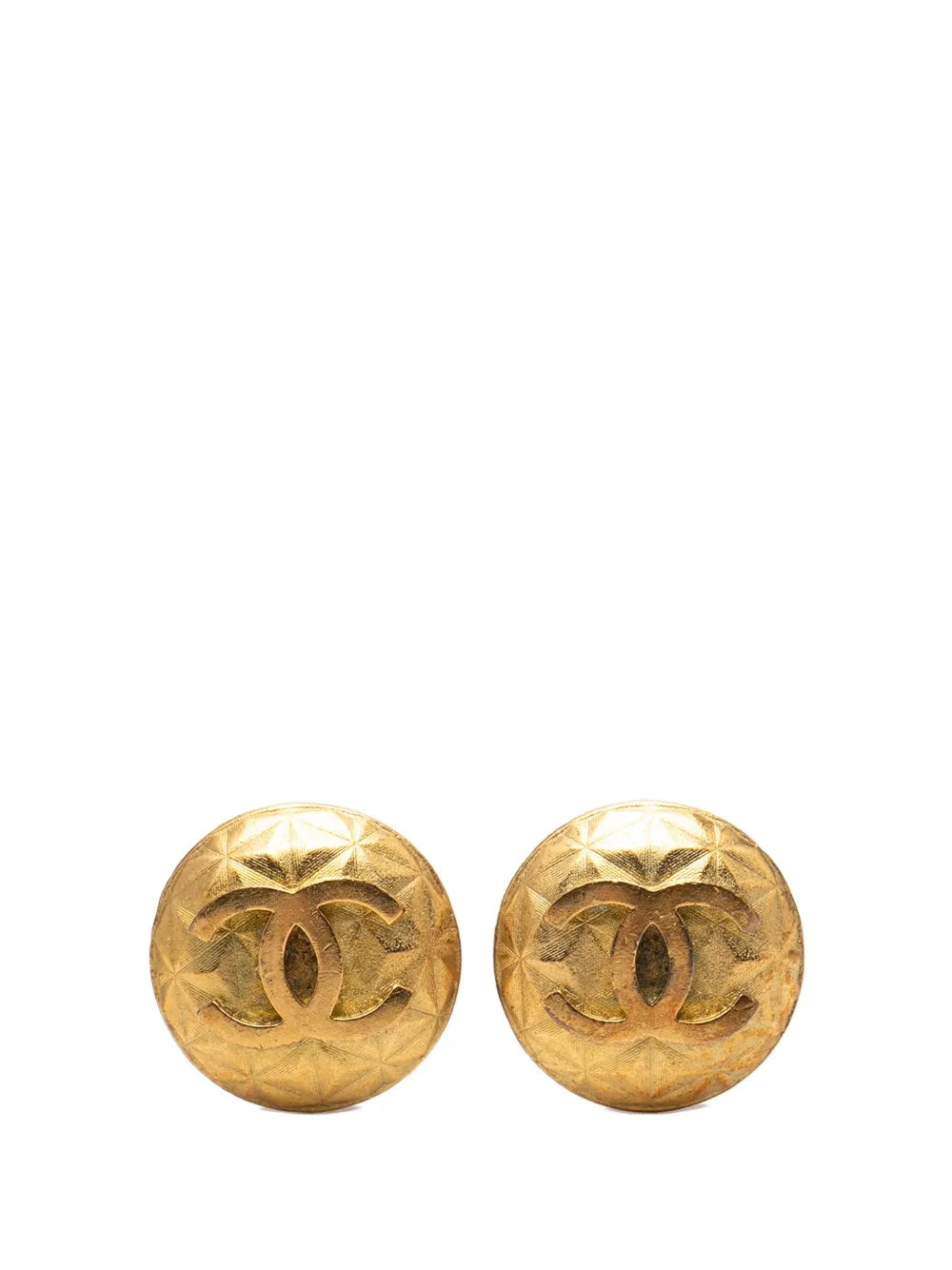 CHANEL Pre-Owned 1995 CC Gold Plated Round Clip On Earrings costume earrings