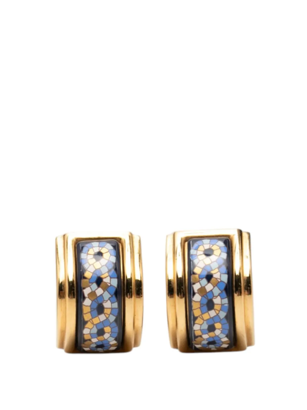 Hermès Pre-Owned 2000-2025 Gold Plated Enamel Cloisonne Clip On Earrings costume earrings - Blu