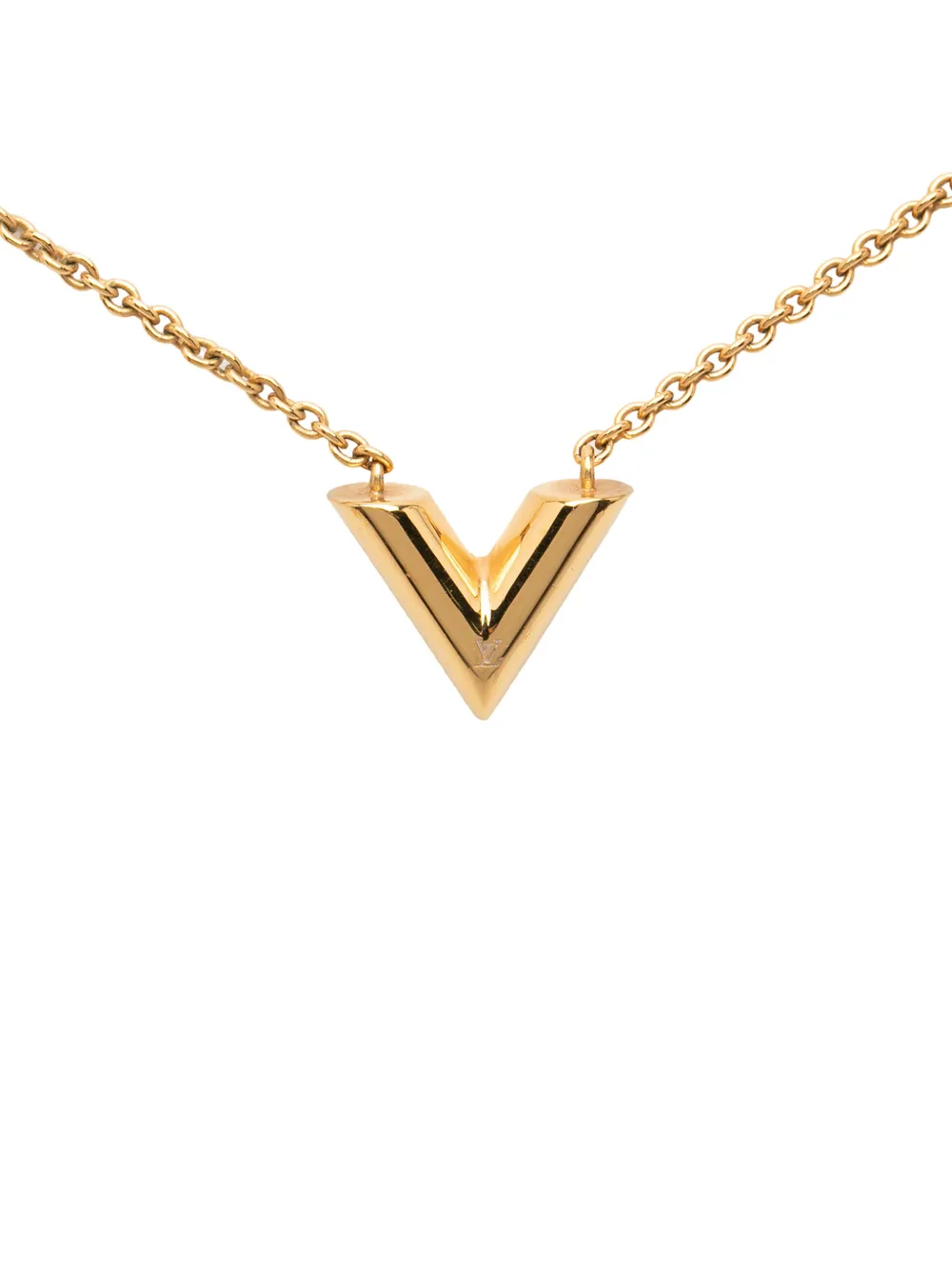 Louis Vuitton Pre-Owned 2020 Gold Plated Essential V Pendant Necklace costume necklace - Oro