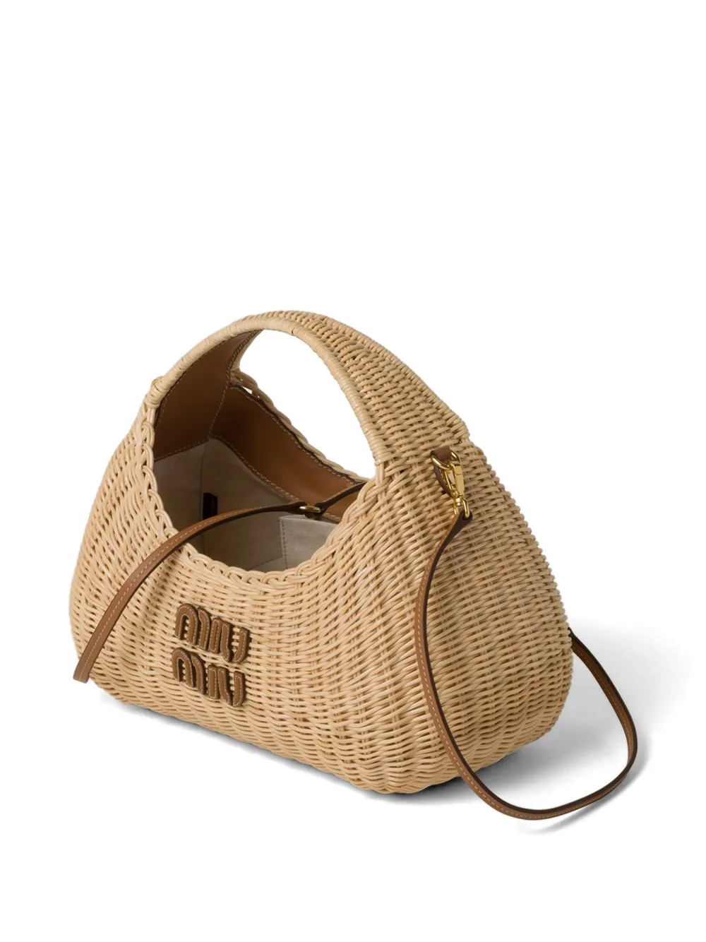 Miu Wander wicker handtas Beige