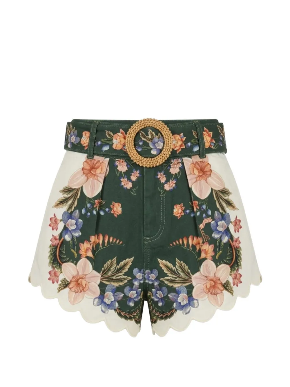 FARM Rio Gewelfde shorts met bloemenprint Groen