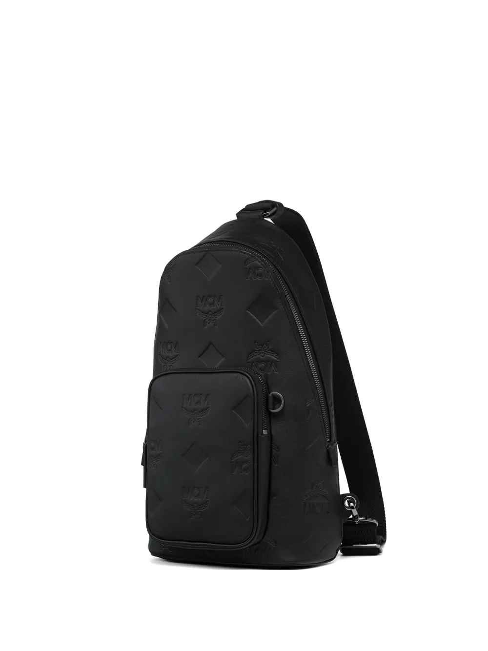 MCM Aren messengertas met monogram en reliëf Zwart