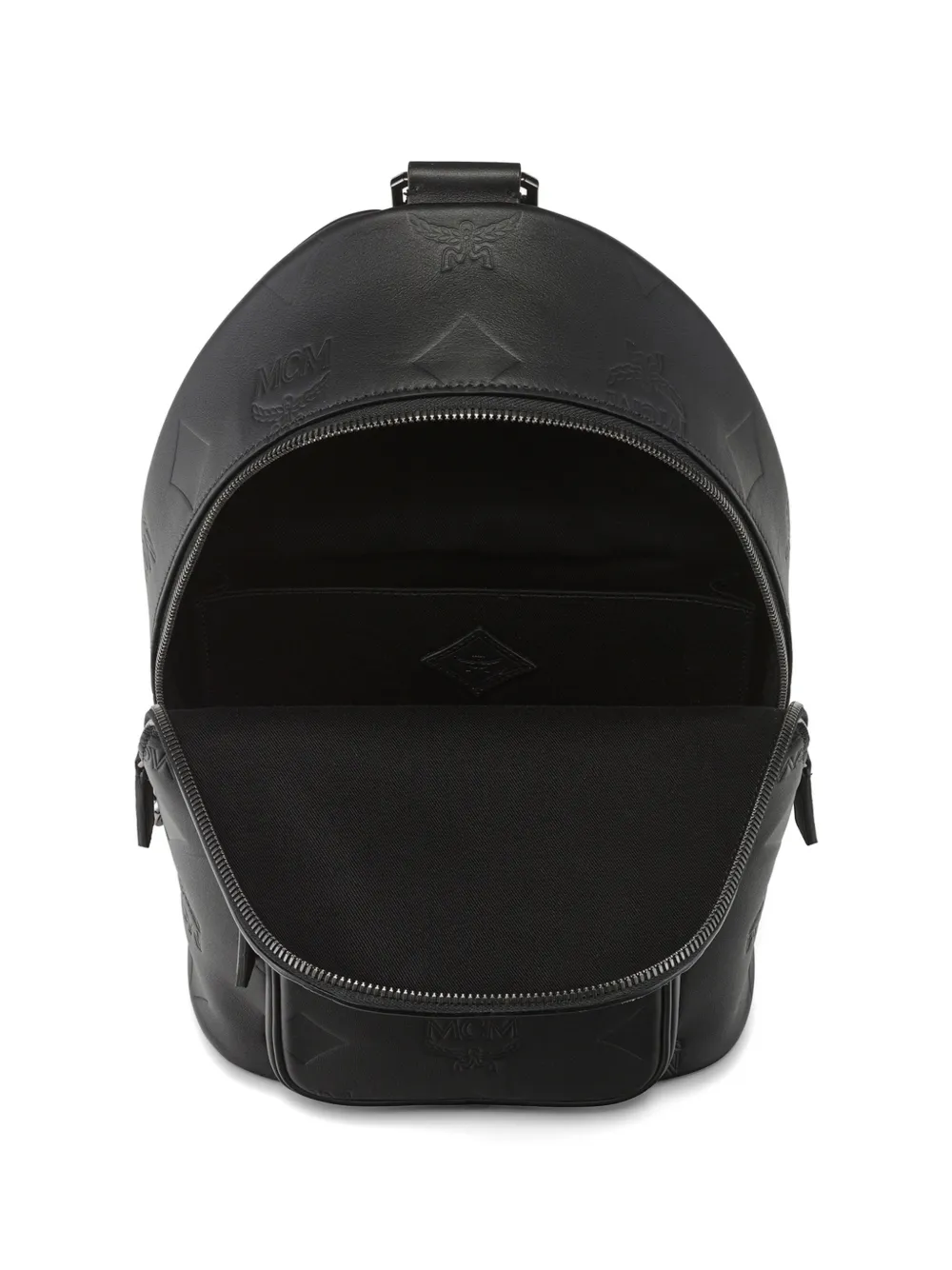 MCM Aren messengertas met monogram en reliëf Zwart