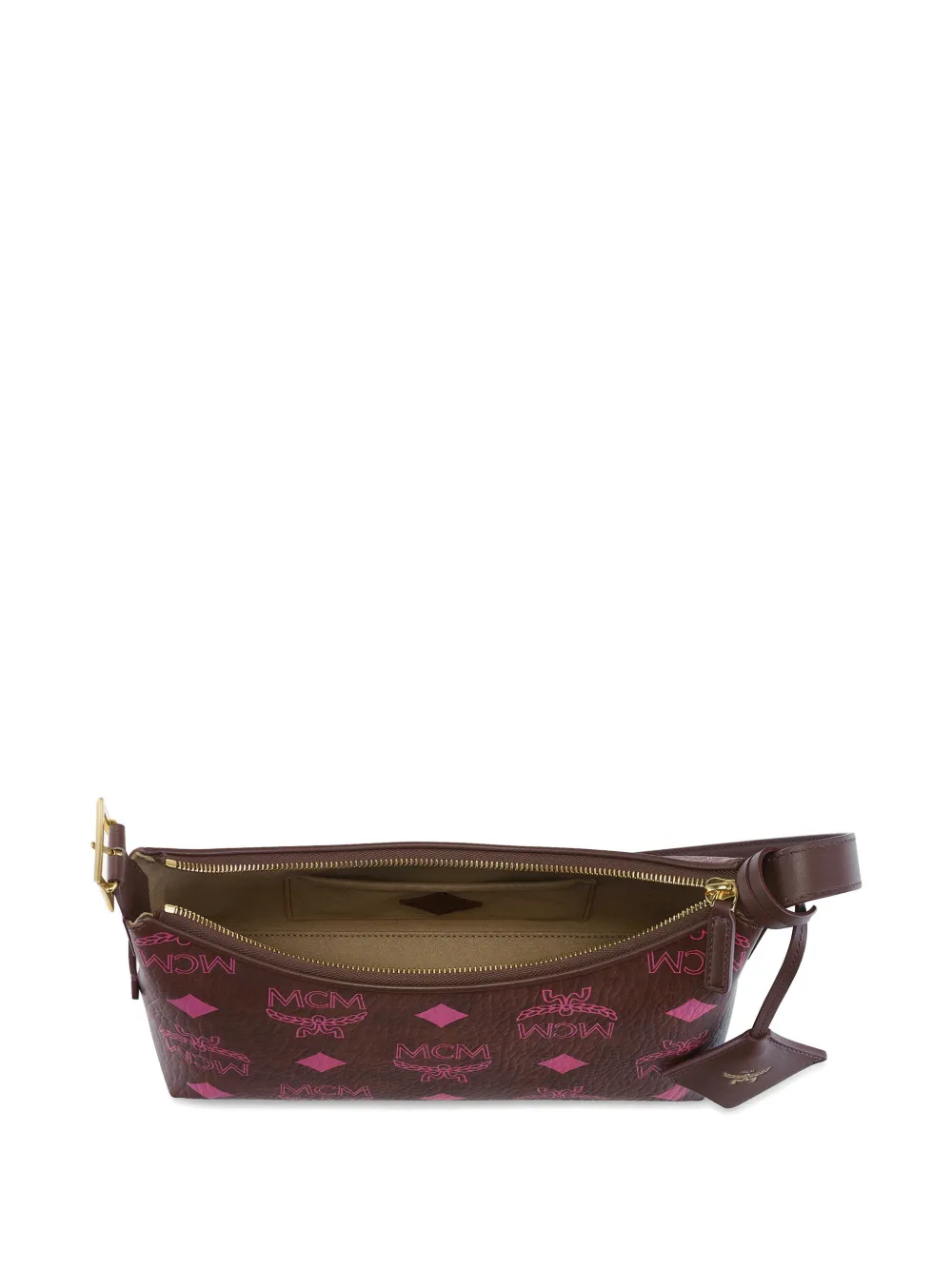 MCM Maxi Visetos Aren schoudertas Bruin