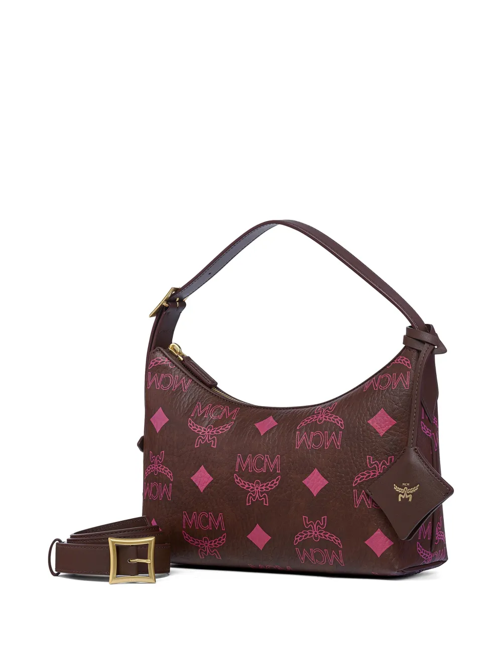 MCM Maxi Visetos Aren schoudertas Bruin