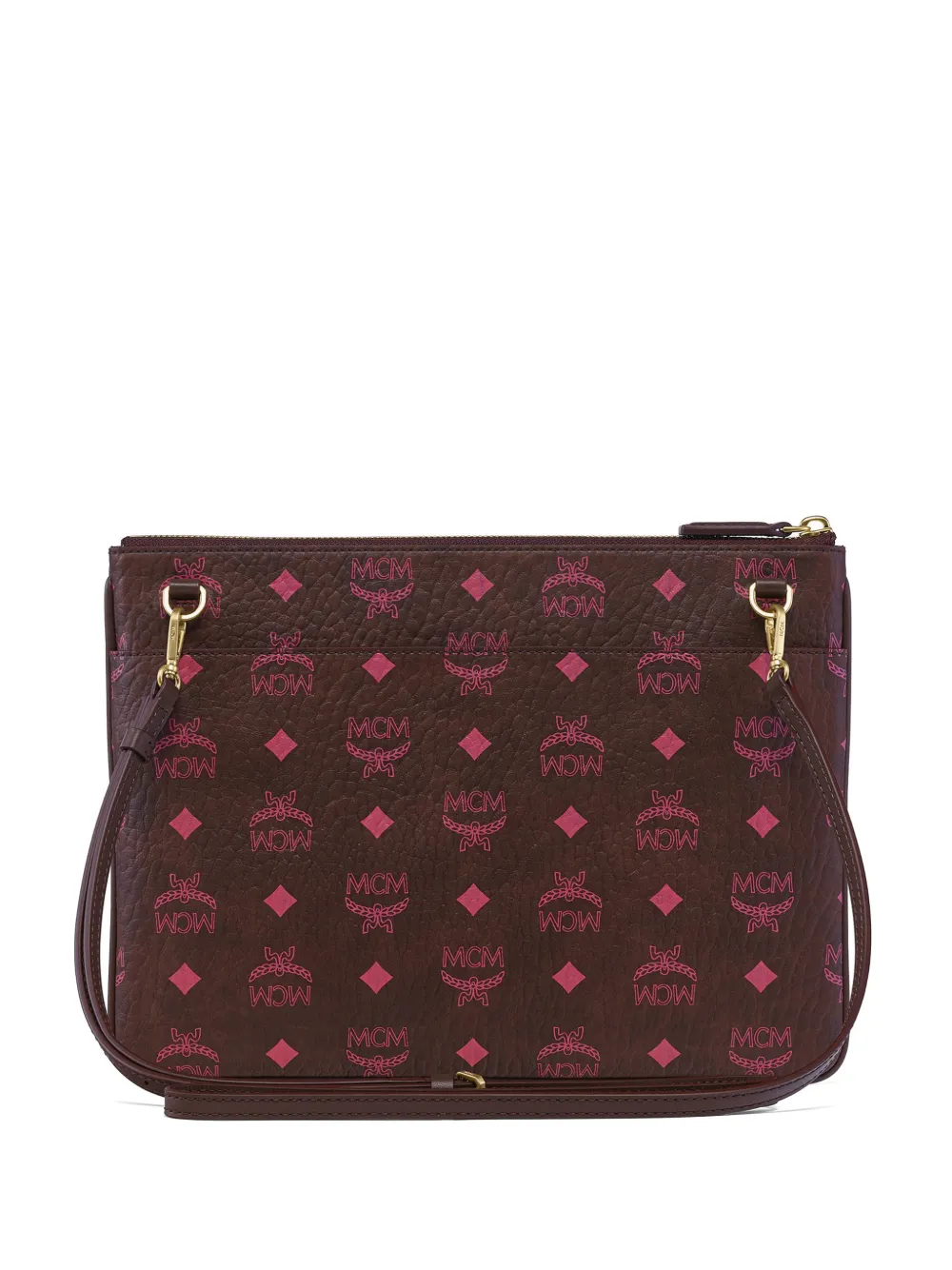 MCM Visetos monogram-print clutch bag - Marrone