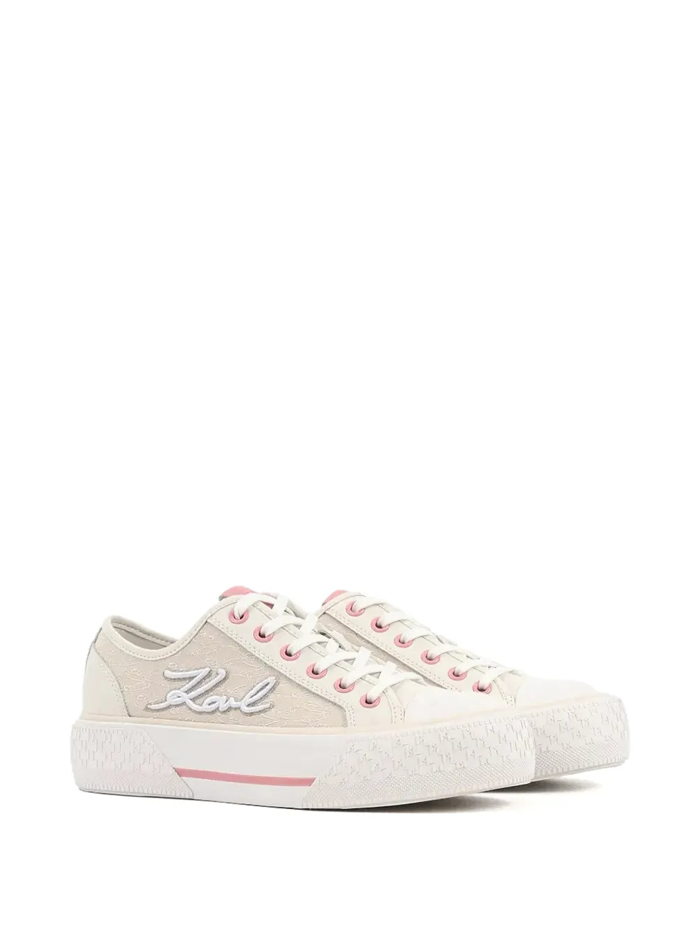 Karl Lagerfeld Sneakers met plateauzool en logodetail Beige