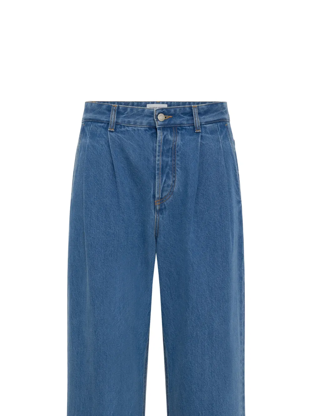 Marine Serre Ruimvallende jeans met plooien Blauw