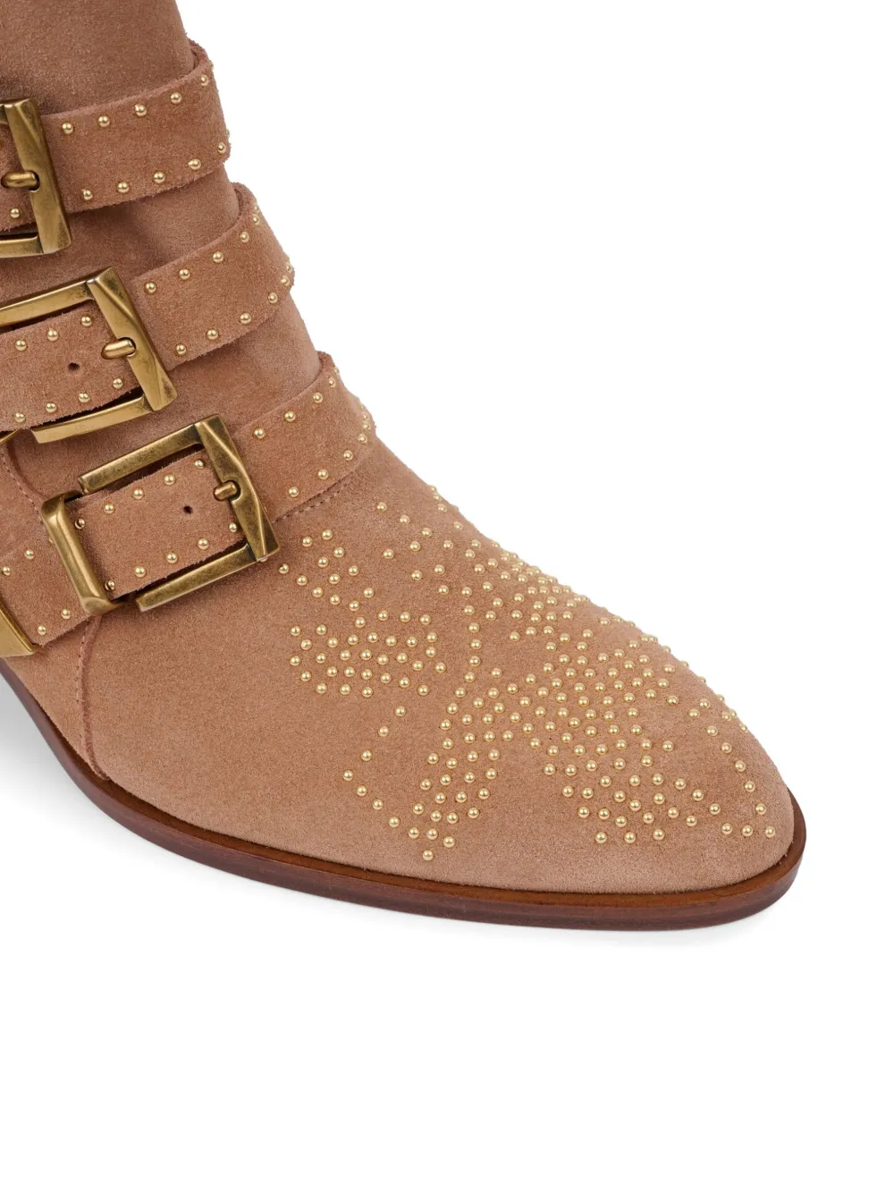Chloé Susan studded buckled ankle boots Beige
